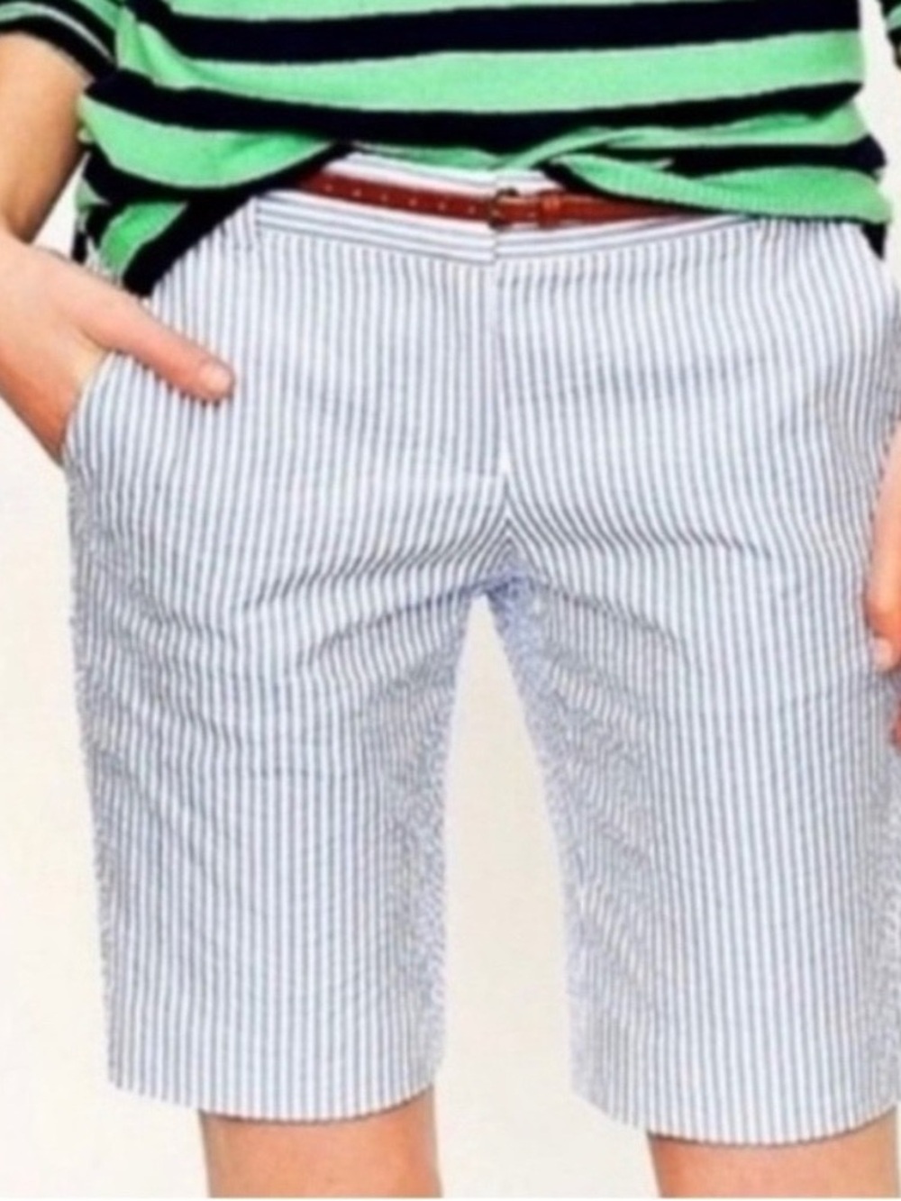 J. Crew Striped Bermuda Seersucker Shorts